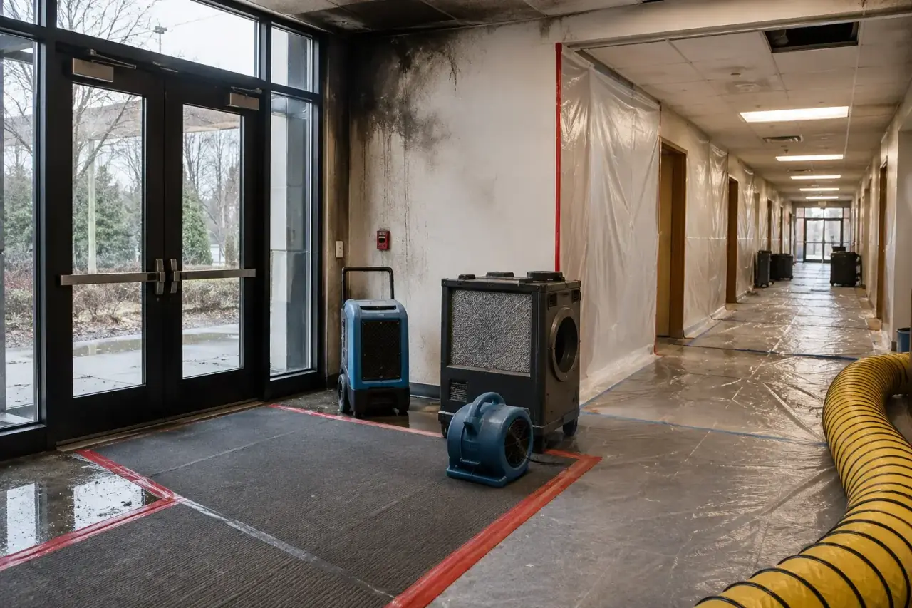 Warehouse Fire Damage Restoration Maple repairs and reconstruction