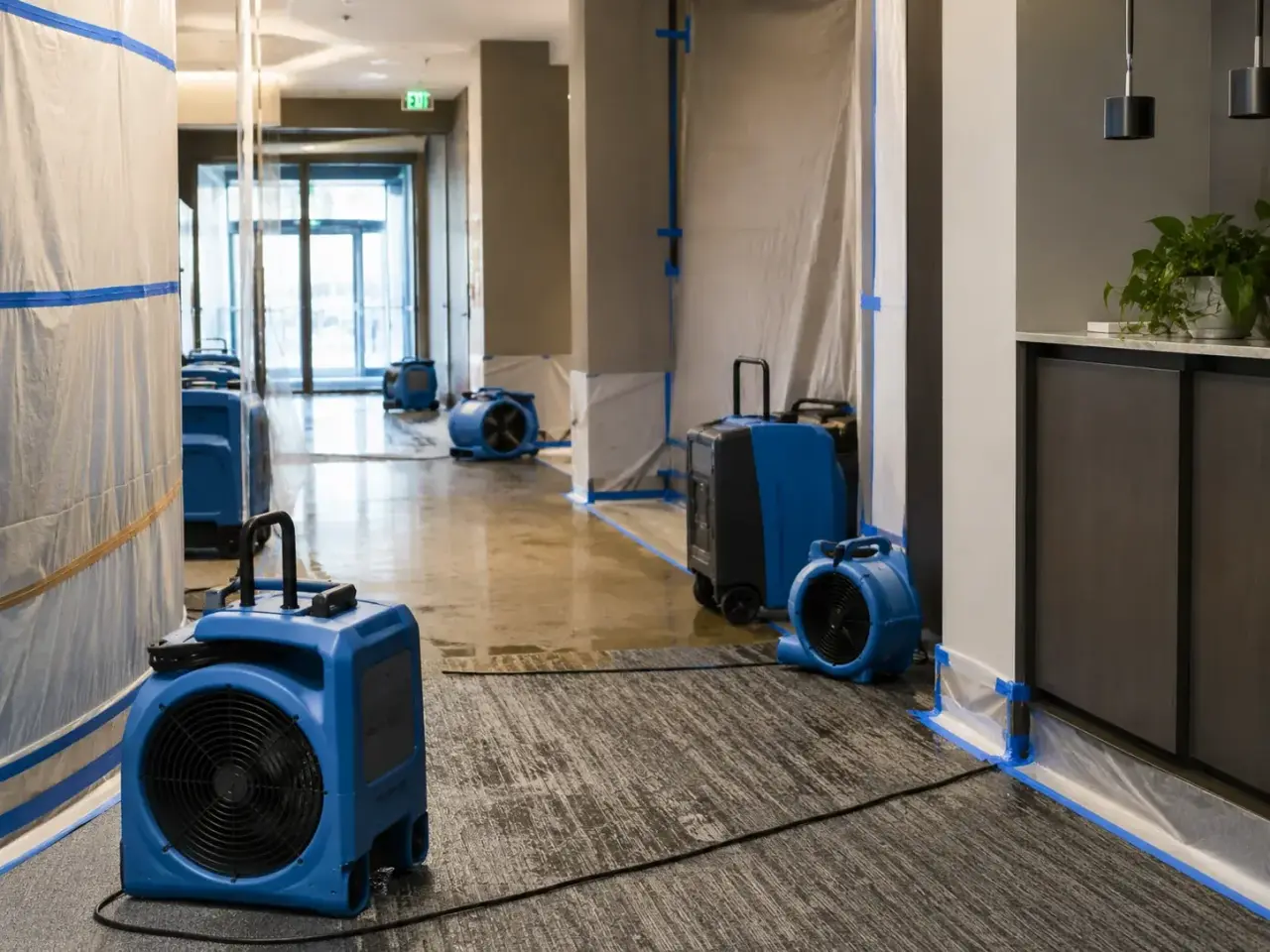 Commercial Water Damage Restoration Maple restoration equipment and project planning