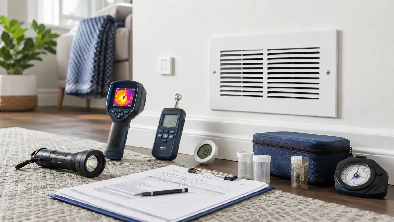 Mould and moisture inspection of a wall and HVAC vent