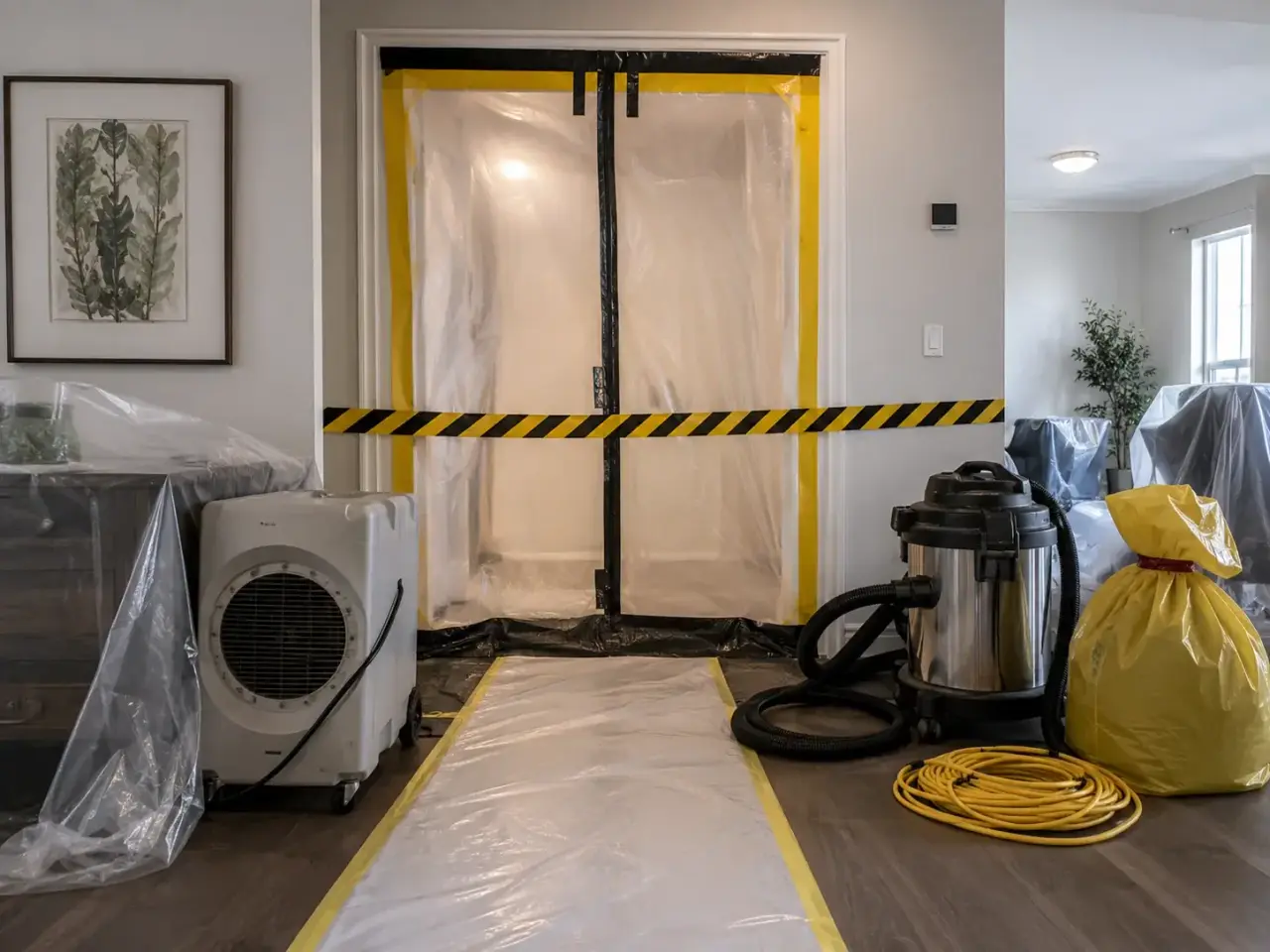 Residential Asbestos Abatement Maple restoration equipment and project planning