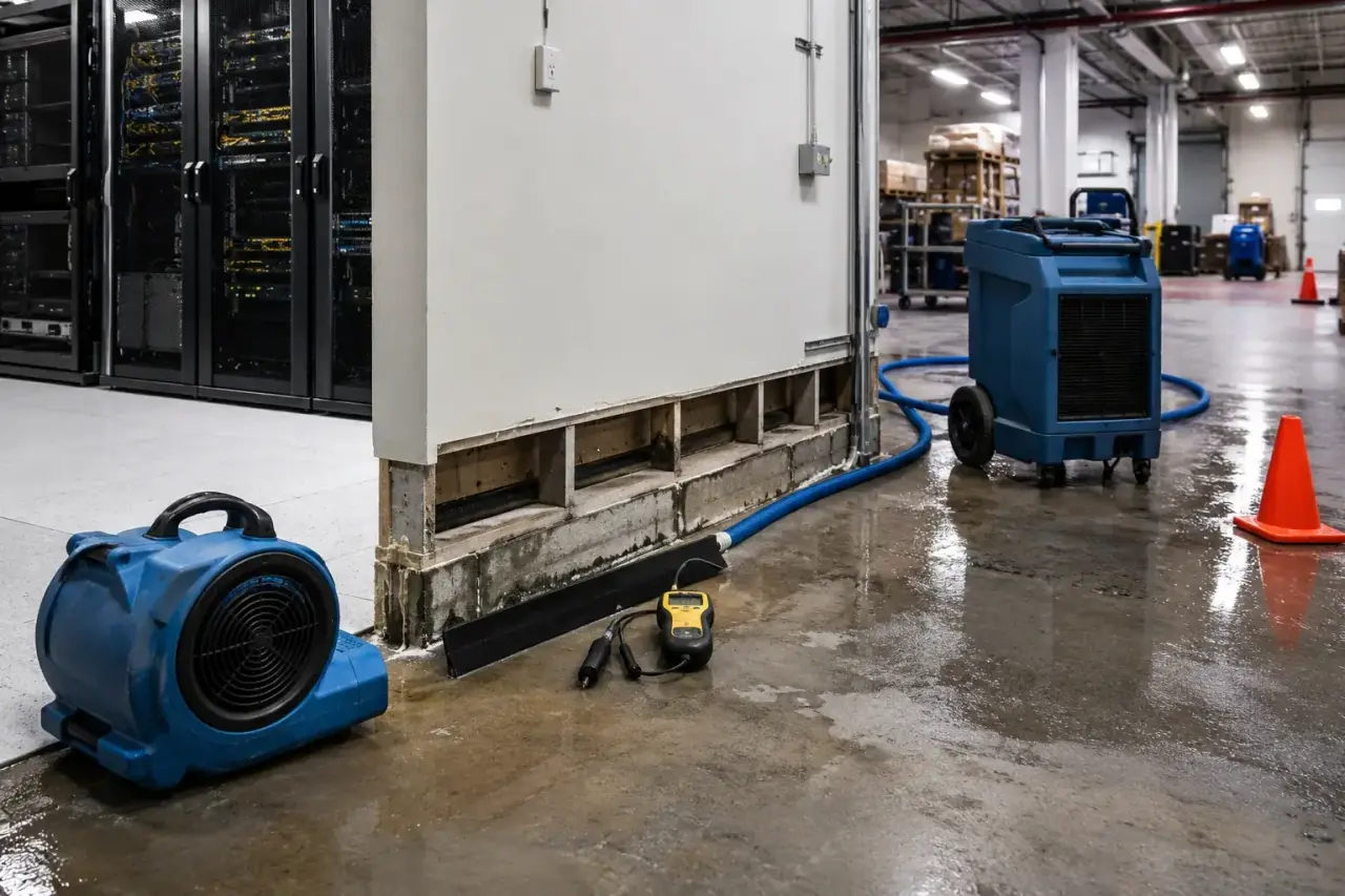Drying a Server Room Is an Environmental-Control Project for Server Room Water Damage Restoration Markham